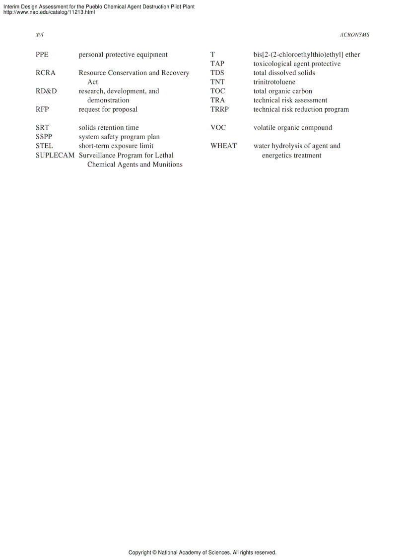 image for page Interim Design Assessment for the Pueblo Chemical Agent Destruction Pilot Plant