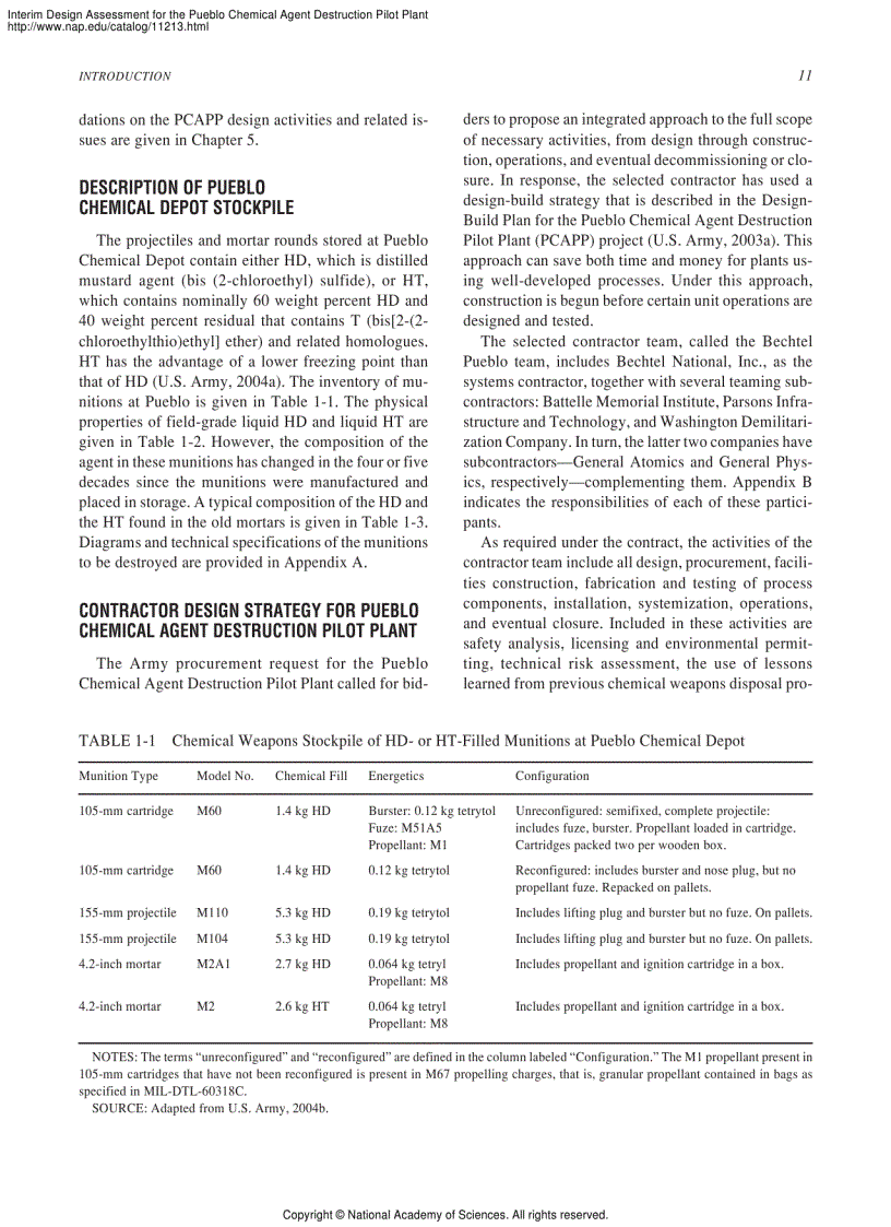 image for page Interim Design Assessment for the Pueblo Chemical Agent Destruction Pilot Plant