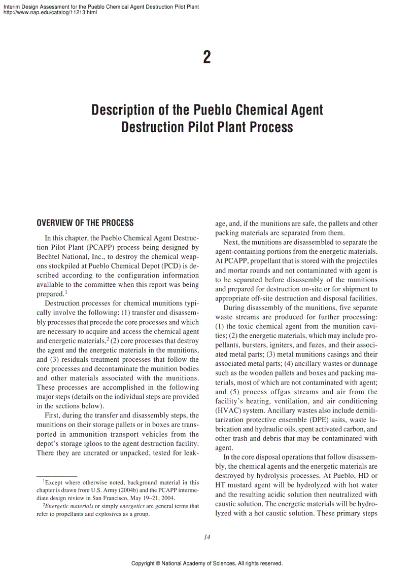 image for page Interim Design Assessment for the Pueblo Chemical Agent Destruction Pilot Plant