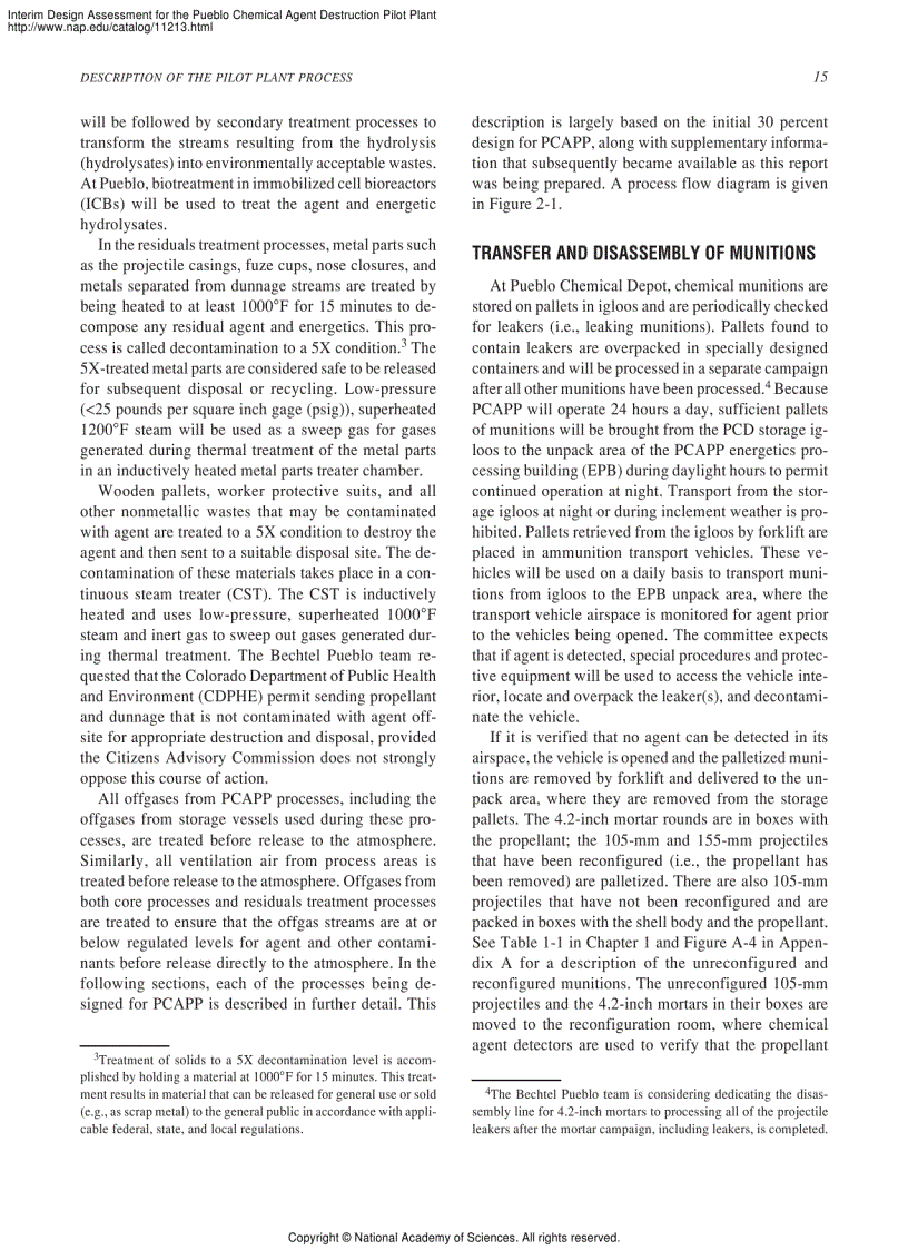 image for page Interim Design Assessment for the Pueblo Chemical Agent Destruction Pilot Plant
