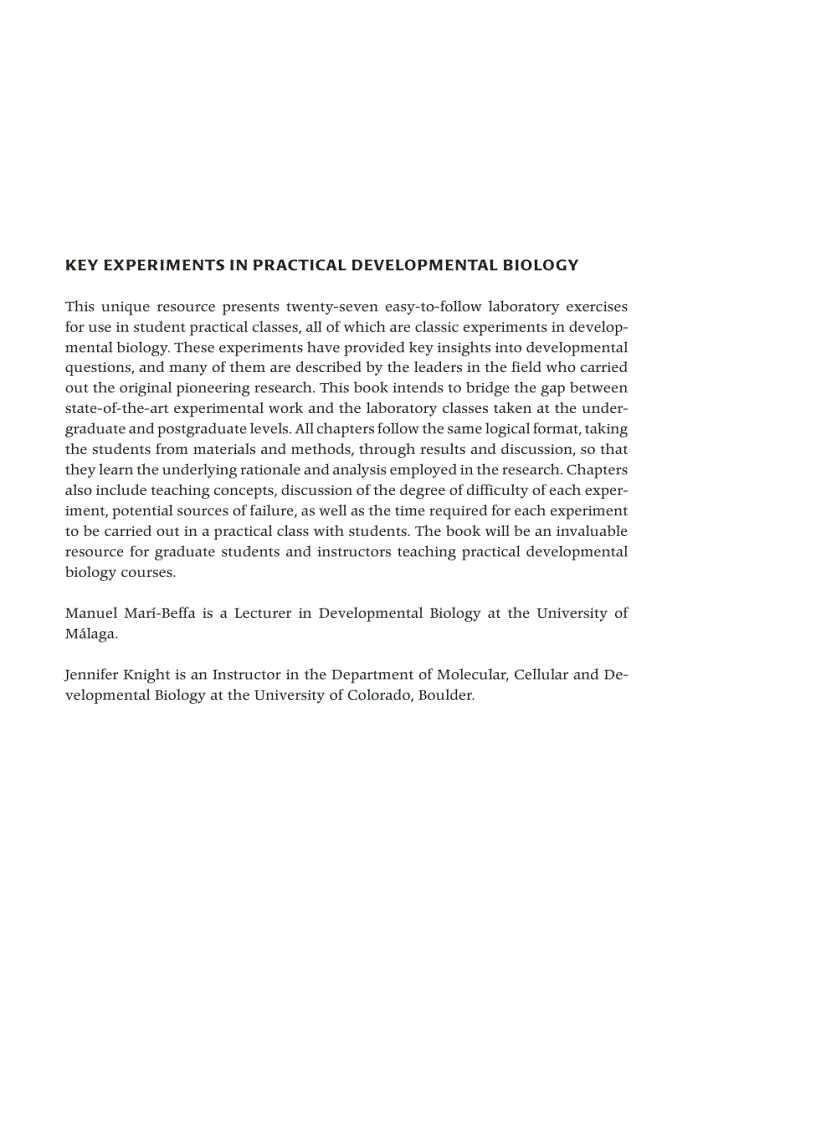image for page Key Experiments in Practical Developmental Biology