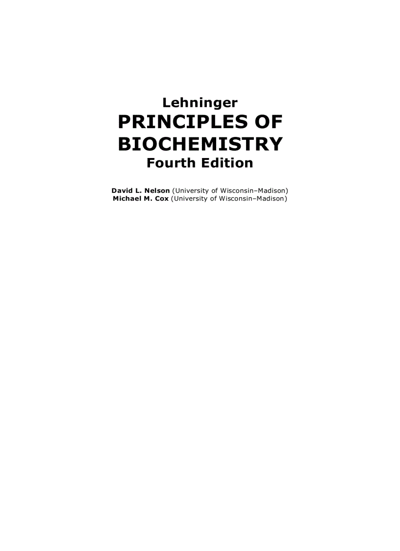 image for page Lehninger Principles of Biochemistry Fourth Edition