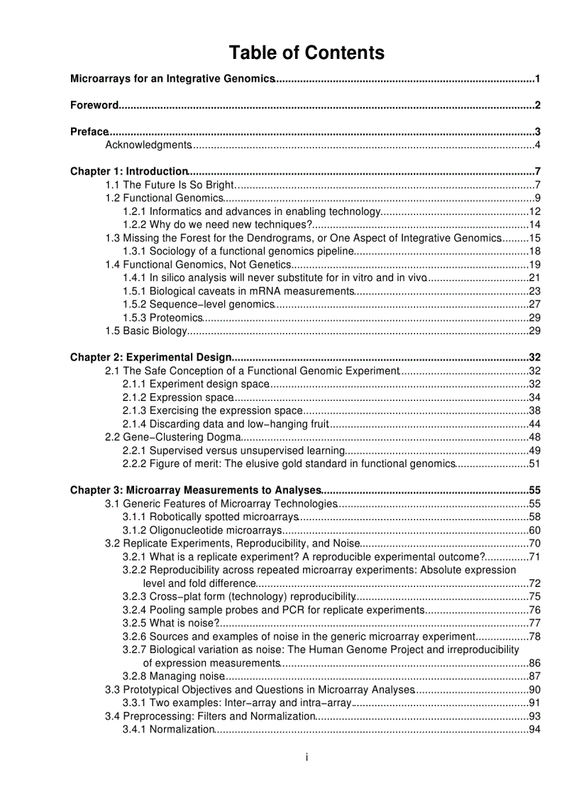 image for page Microarrays for an Integrative Genomics Computational Molecular Biology