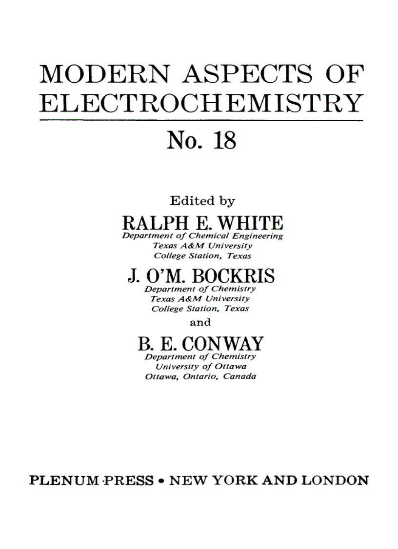 image for page MODERN ASPECTS OF ELECTROCHEMISTRY No 18