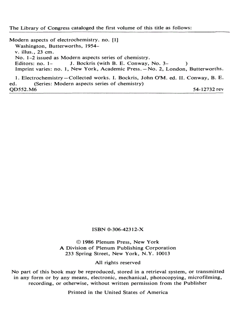 image for page MODERN ASPECTS OF ELECTROCHEMISTRY No 18