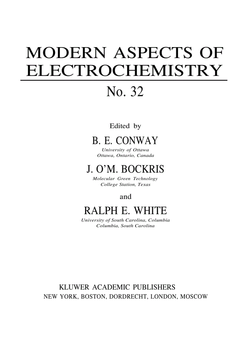 image for page Modern Aspects of Electrochemistry No 32
