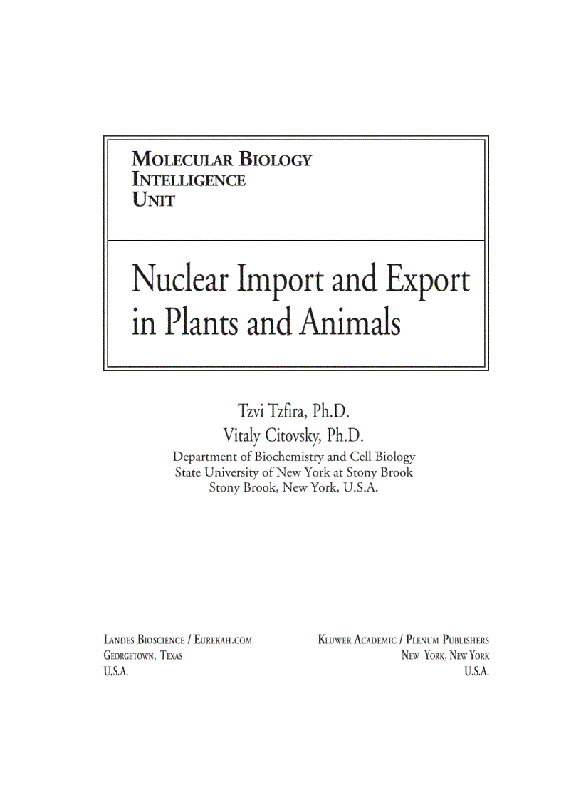 image for page Nuclear Import and Export in Plants and Animals