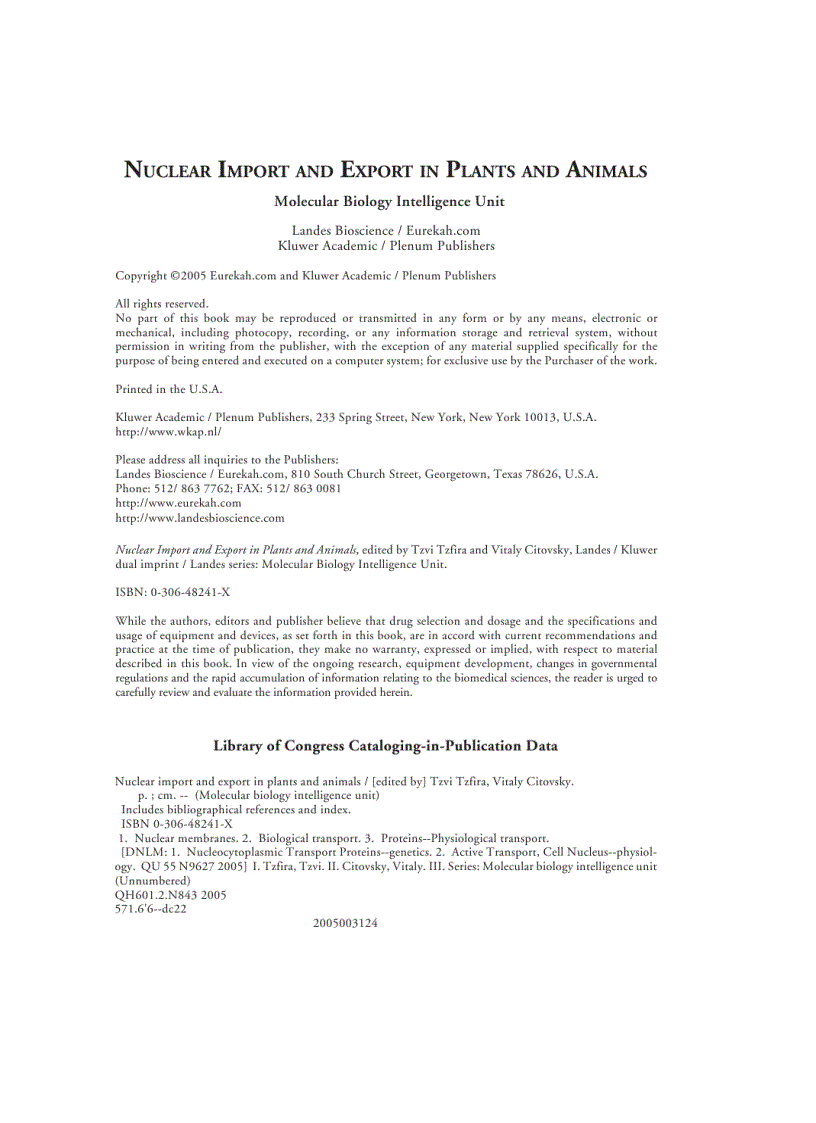 image for page Nuclear Import and Export in Plants and Animals