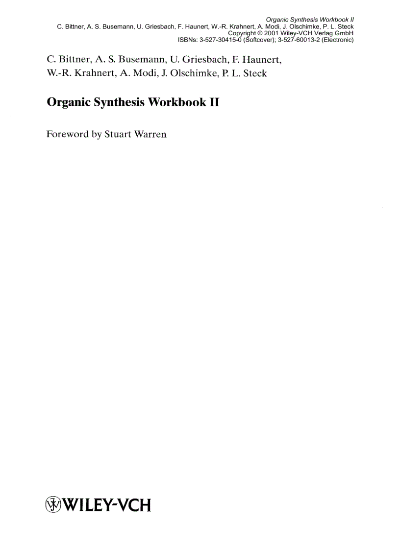image for page Organic Synthesis Workbook II
