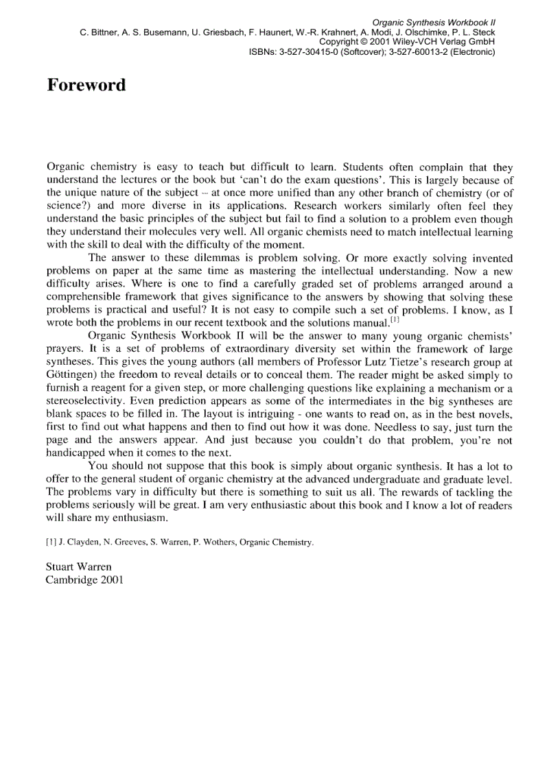 image for page Organic Synthesis Workbook II