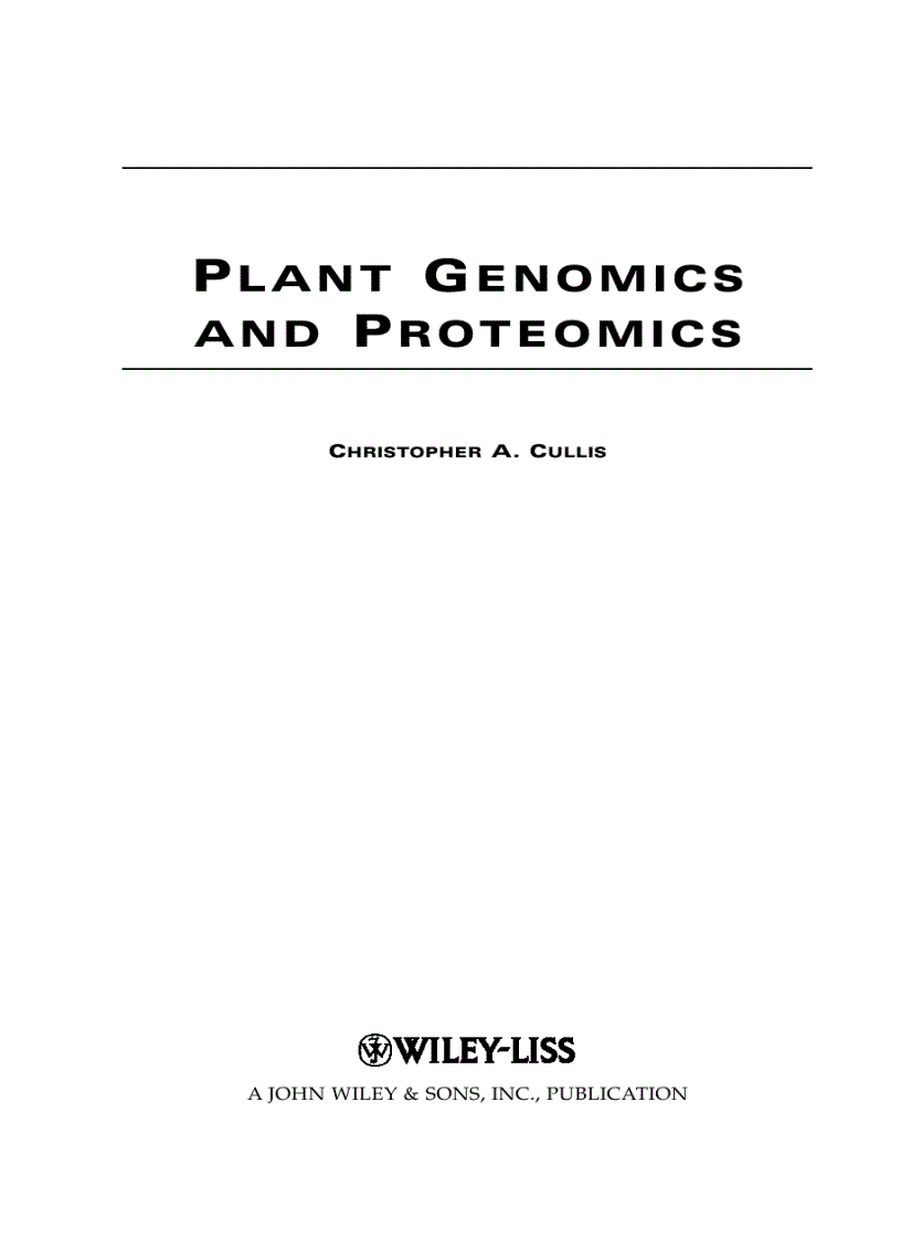 Plant Genomics and Proteomics