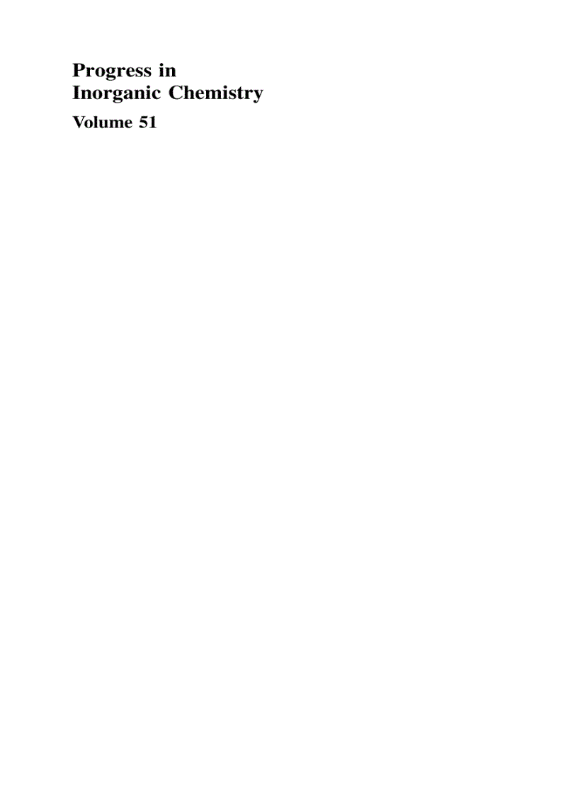 Progress in Inorganic Chemistry Vol 51