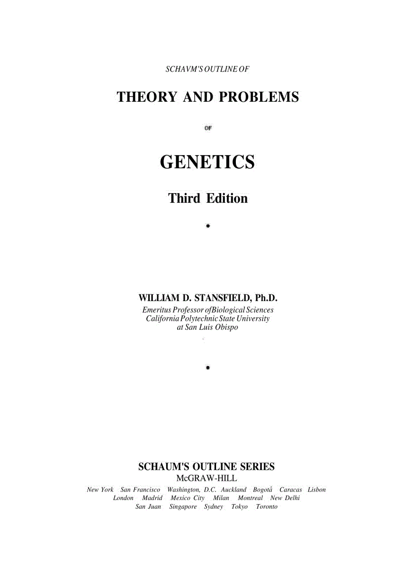 Schaum s Outline of Theory and Problems of Genetics