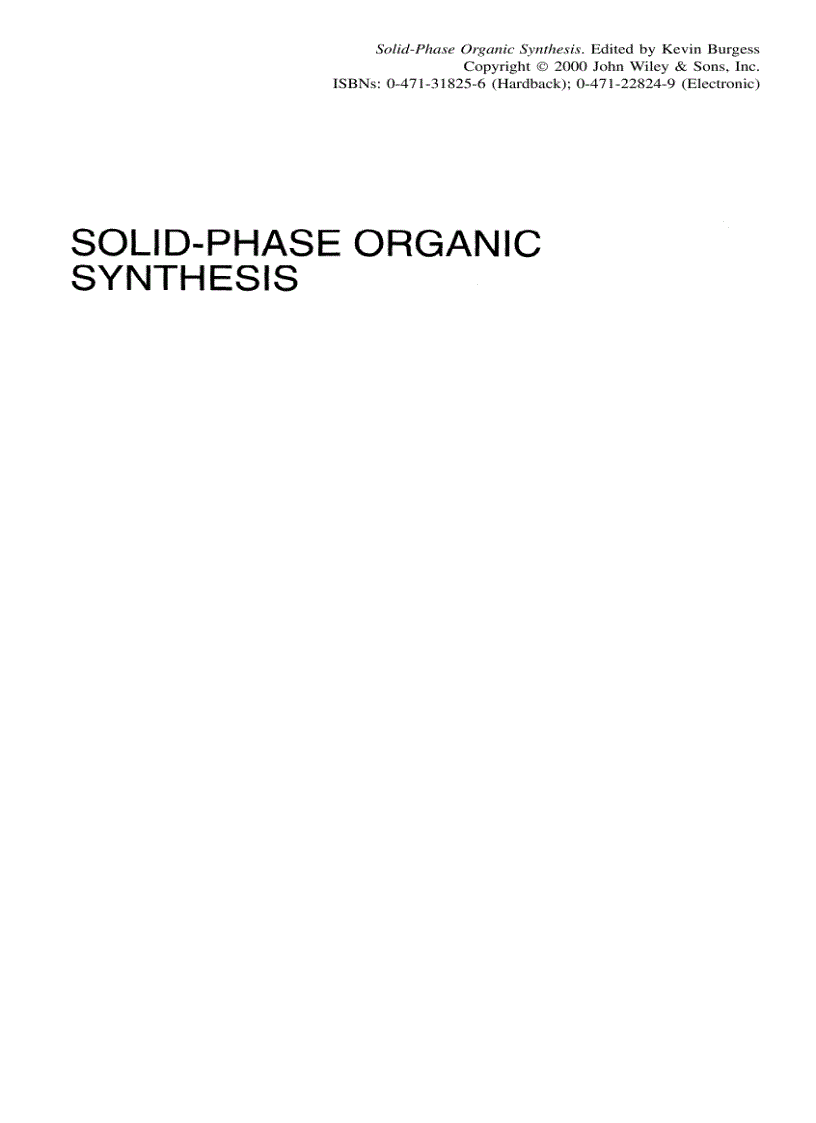 image for page Solid Phase Organic Synthesis