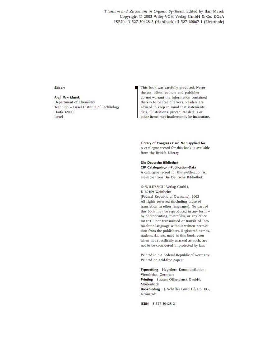 image for page Titanium And Zirconium In Organic Chemistry