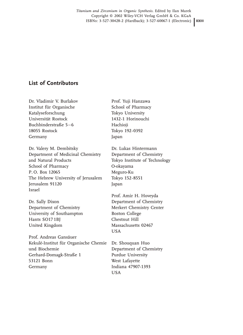 image for page Titanium And Zirconium In Organic Chemistry