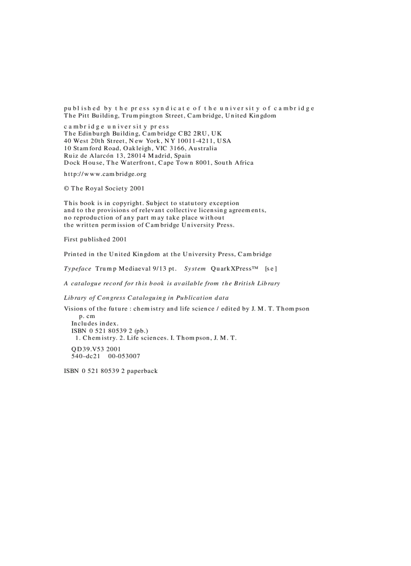 image for page Visions of the Future Chemistry and Life Science