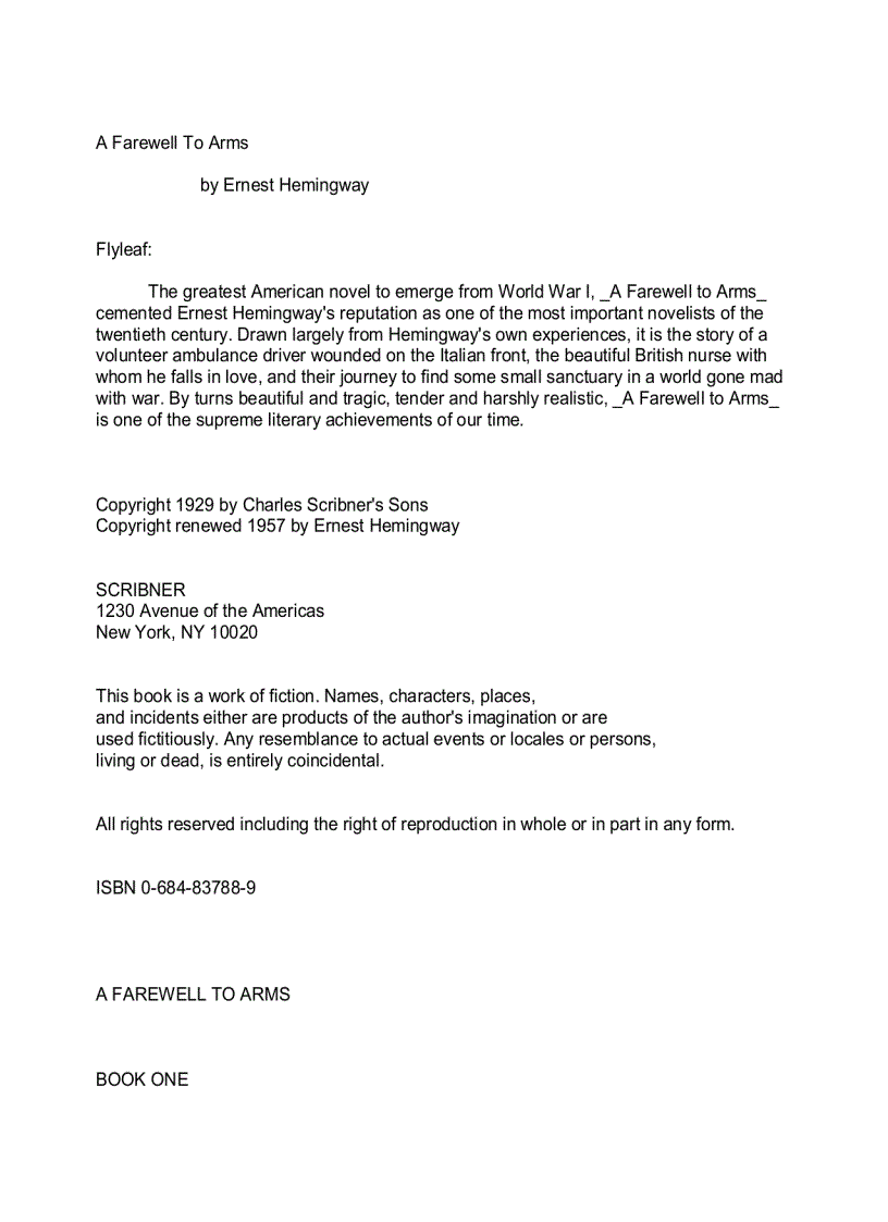 image for page A Farewell To Arms