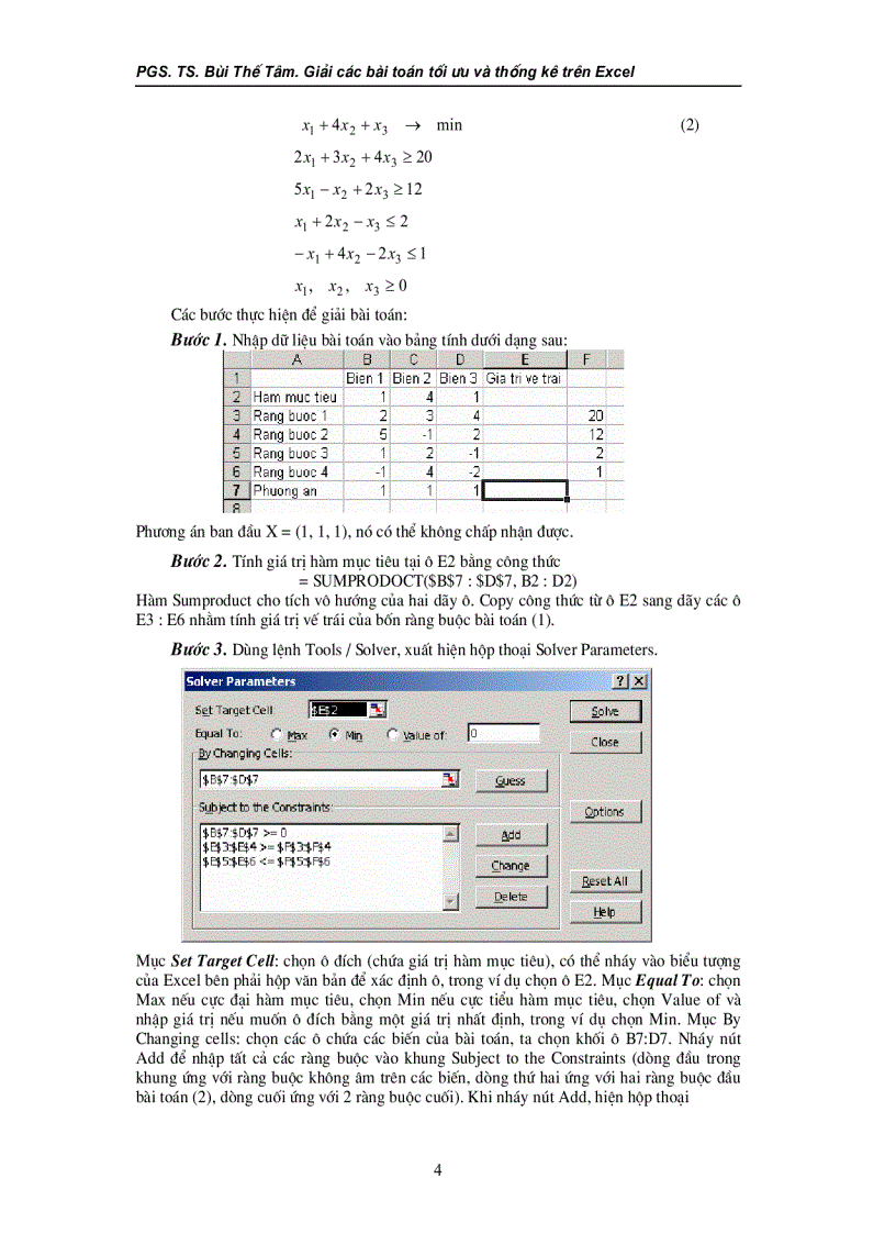 Giải các bài toán tối ưu và thống kê trên Ms Excel