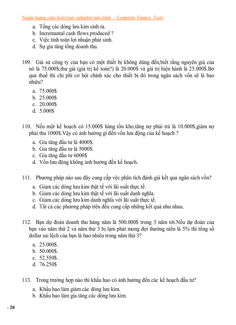 image for page Ngân hàng câu hỏi trắc nghiệm về tài chính