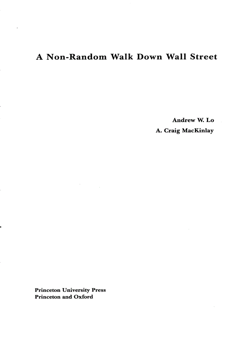 A Non Random Walk Down Wall Street