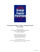 A Purchasing Manager s Guide to Strategic Proactive Procurement