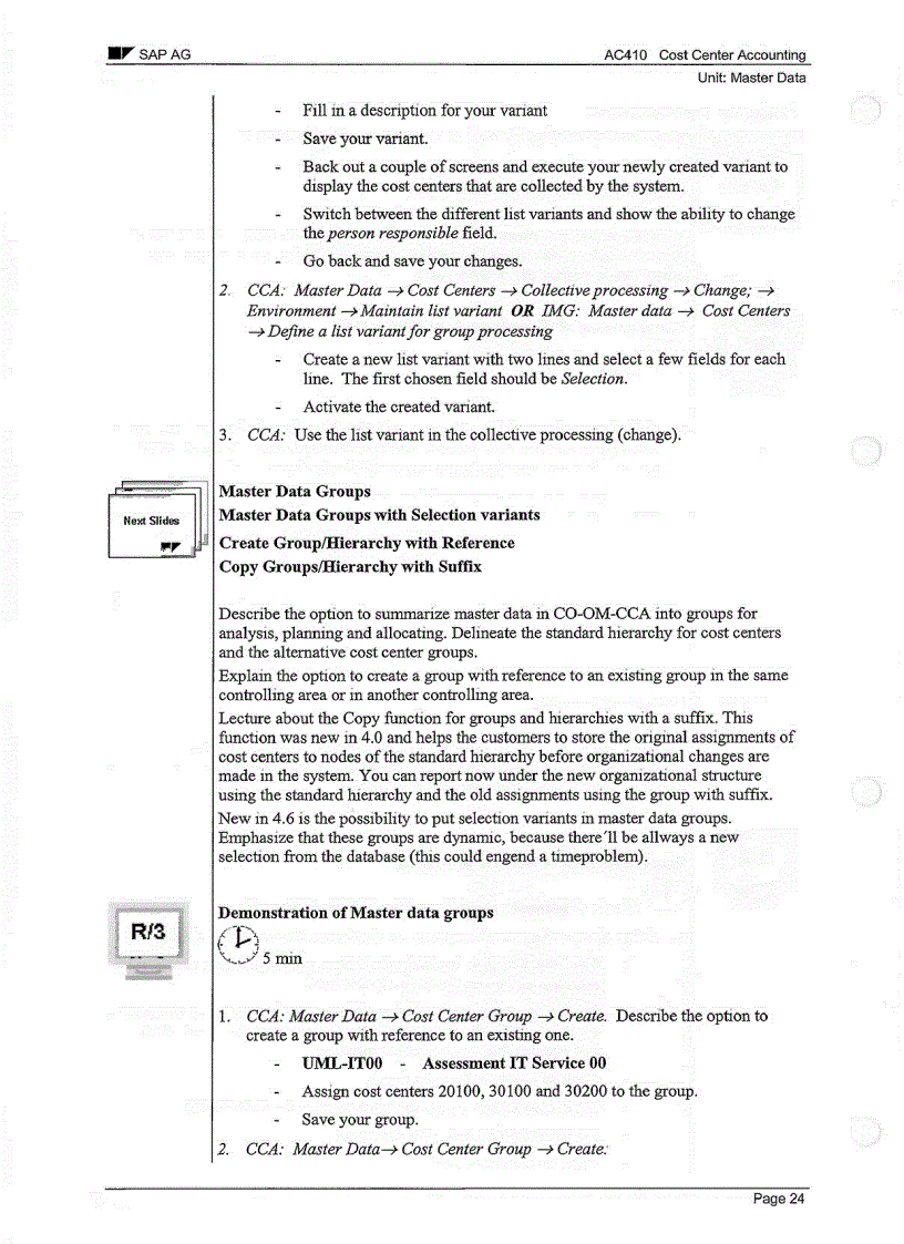 image for page AC410 Cost Center Accounting