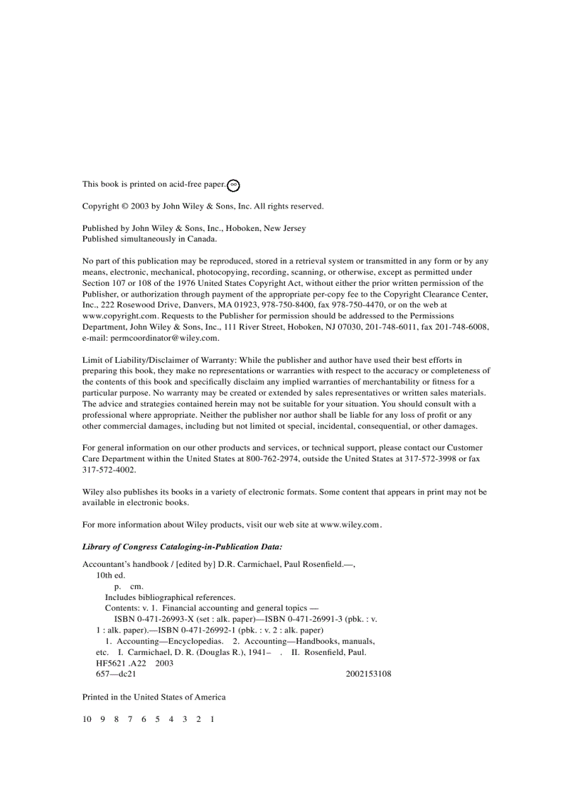 image for page Accountants Handbook Volume 1 Financial Accounting and General Topics 10th Edition 2003