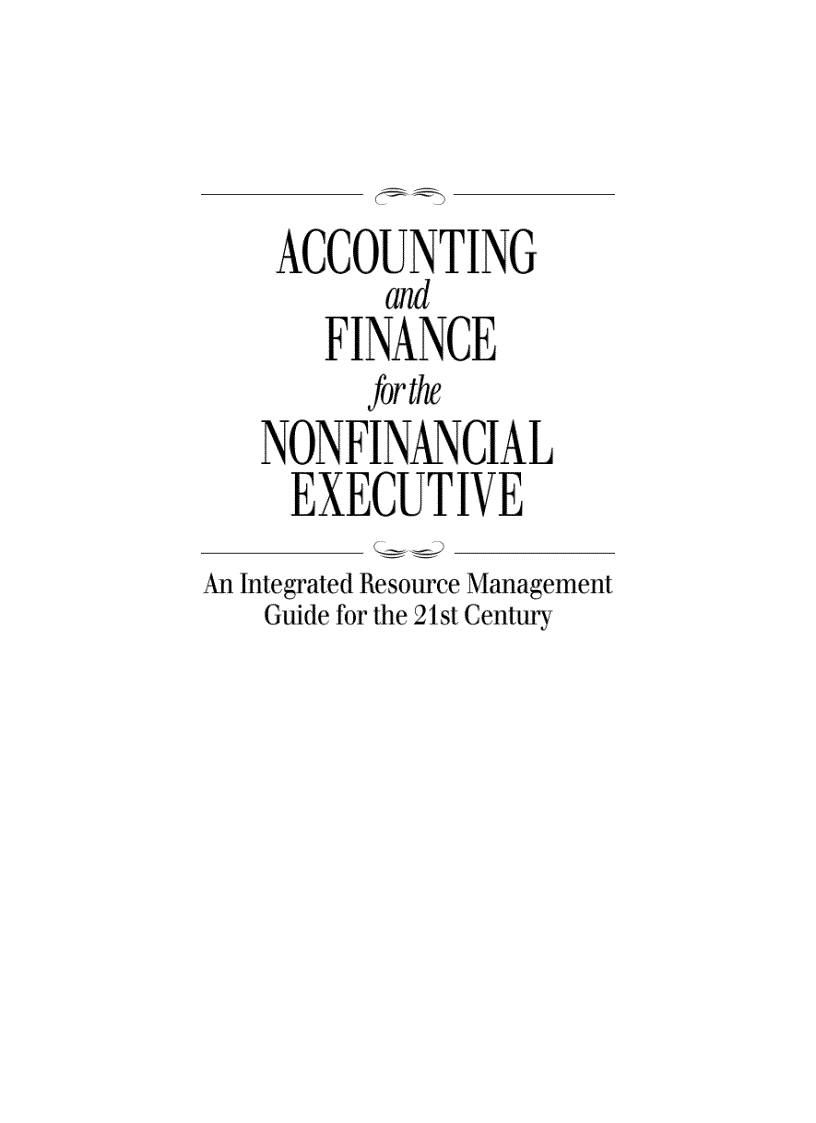 Accounting and Finance for The Nonfinancial Executive