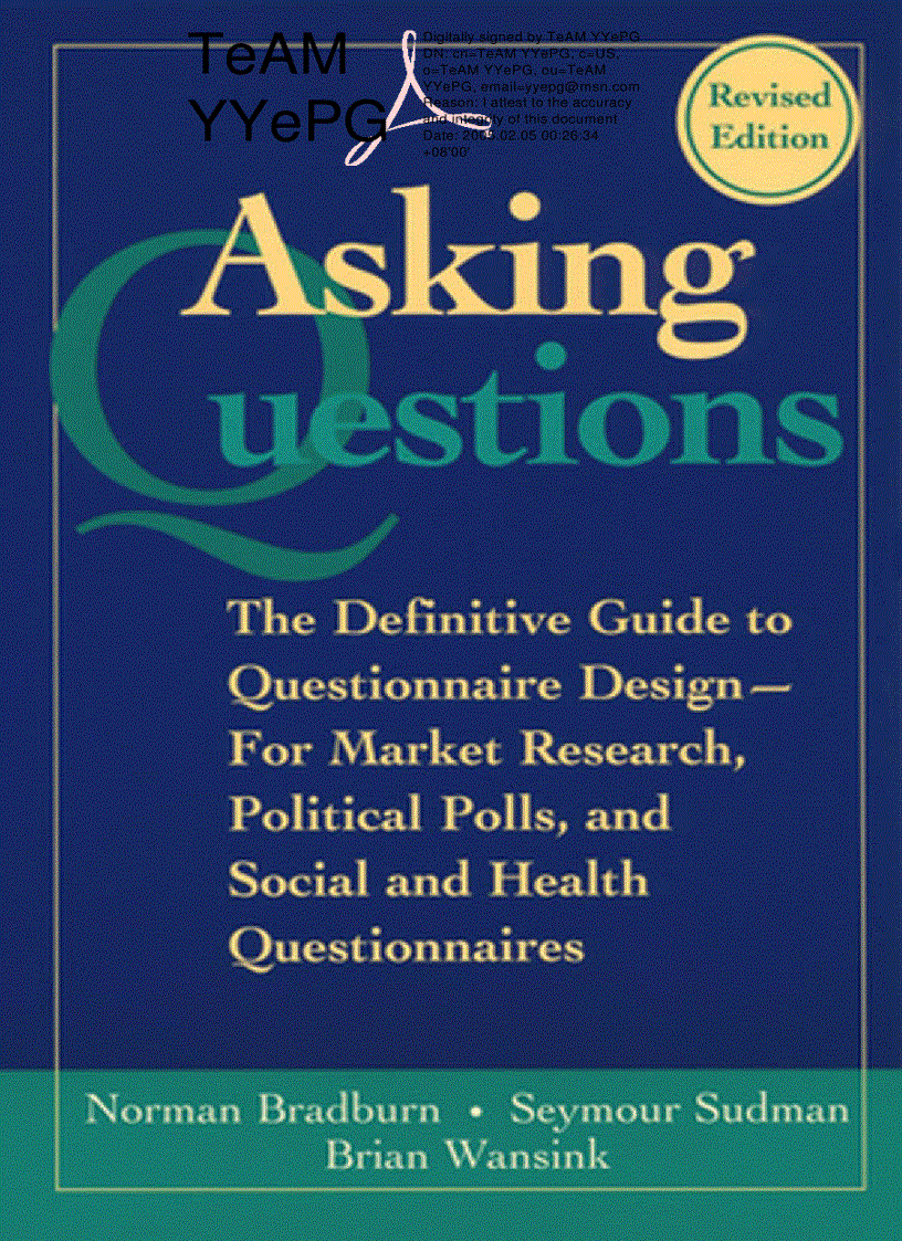 image for page Asking Questions The Definitive Guide to Questionnaire Design For Market Research Political Polls and Social and Health Questionnaires