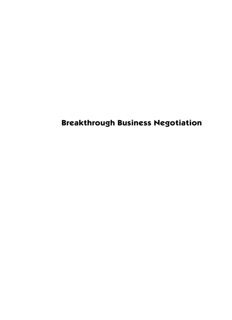 image for page Breakthrough Business Negotiation A Toolbox for Managers