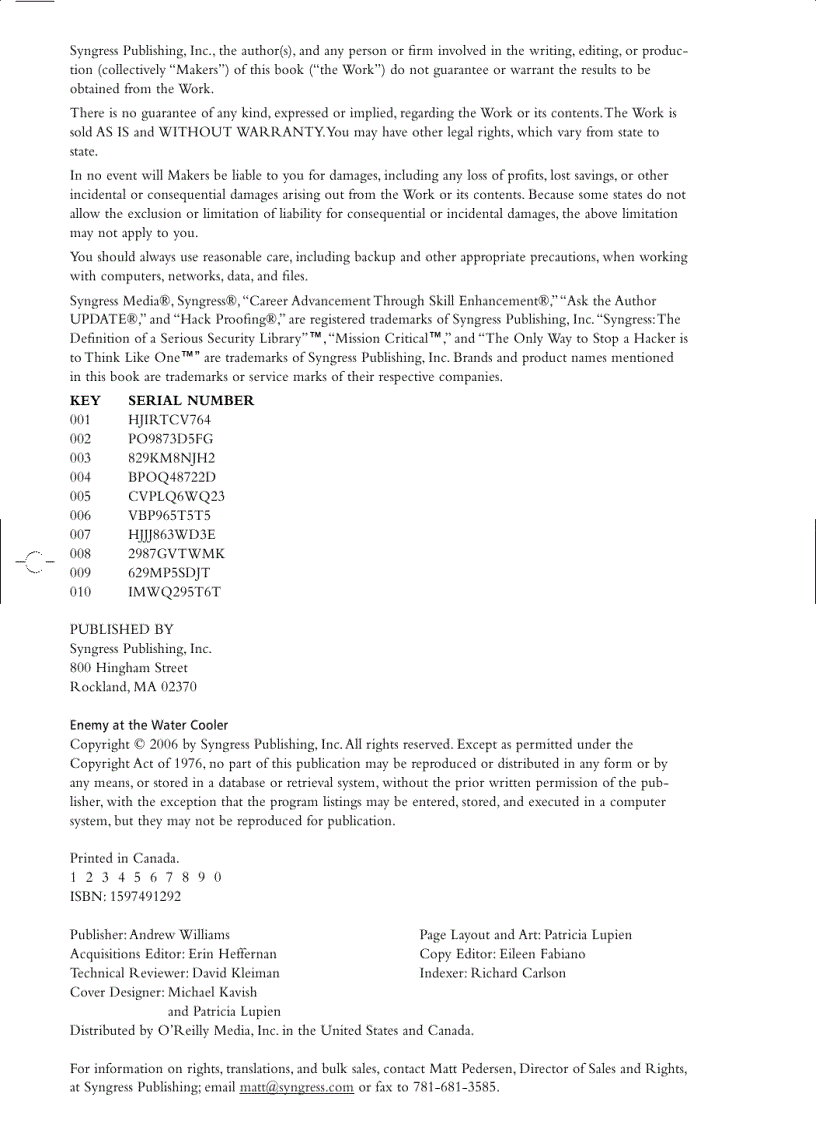image for page Enemy at the Water Cooler Real Life Stories of Insider Threats and Enterprise Security Management Countermeasures