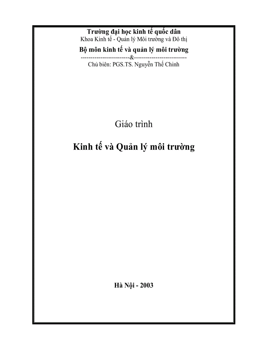 image for page Giáo trình kinh tế và quản lý môi trường