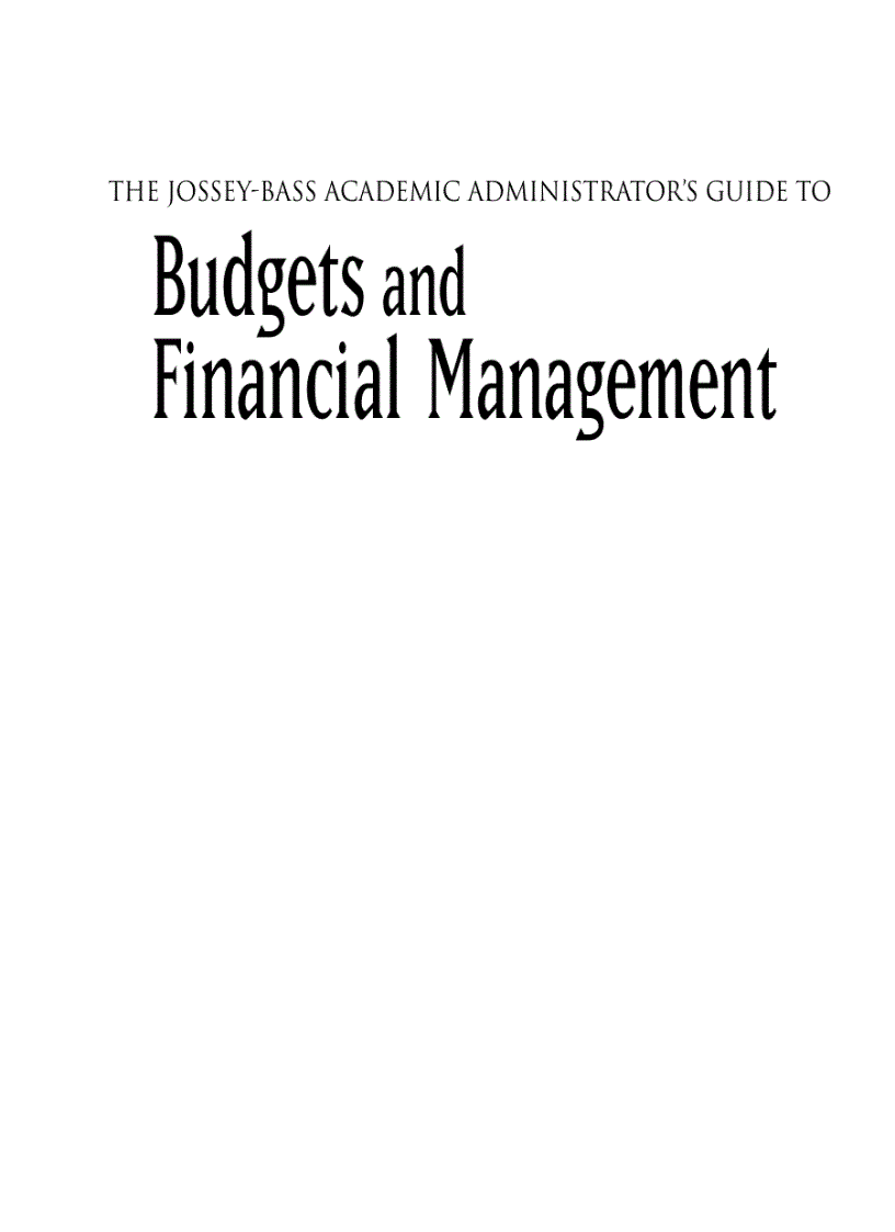 Guide To Budgets And Financial Management