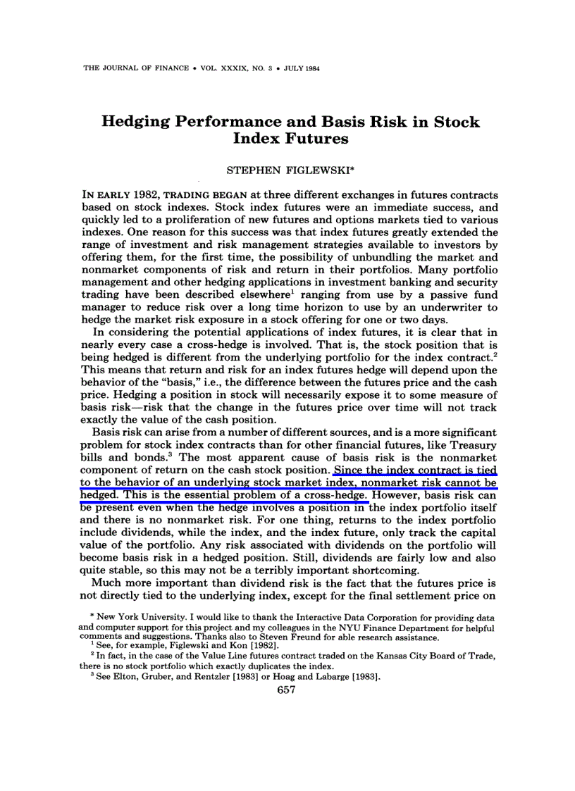 Hedging performance and basis risk in stock index futures