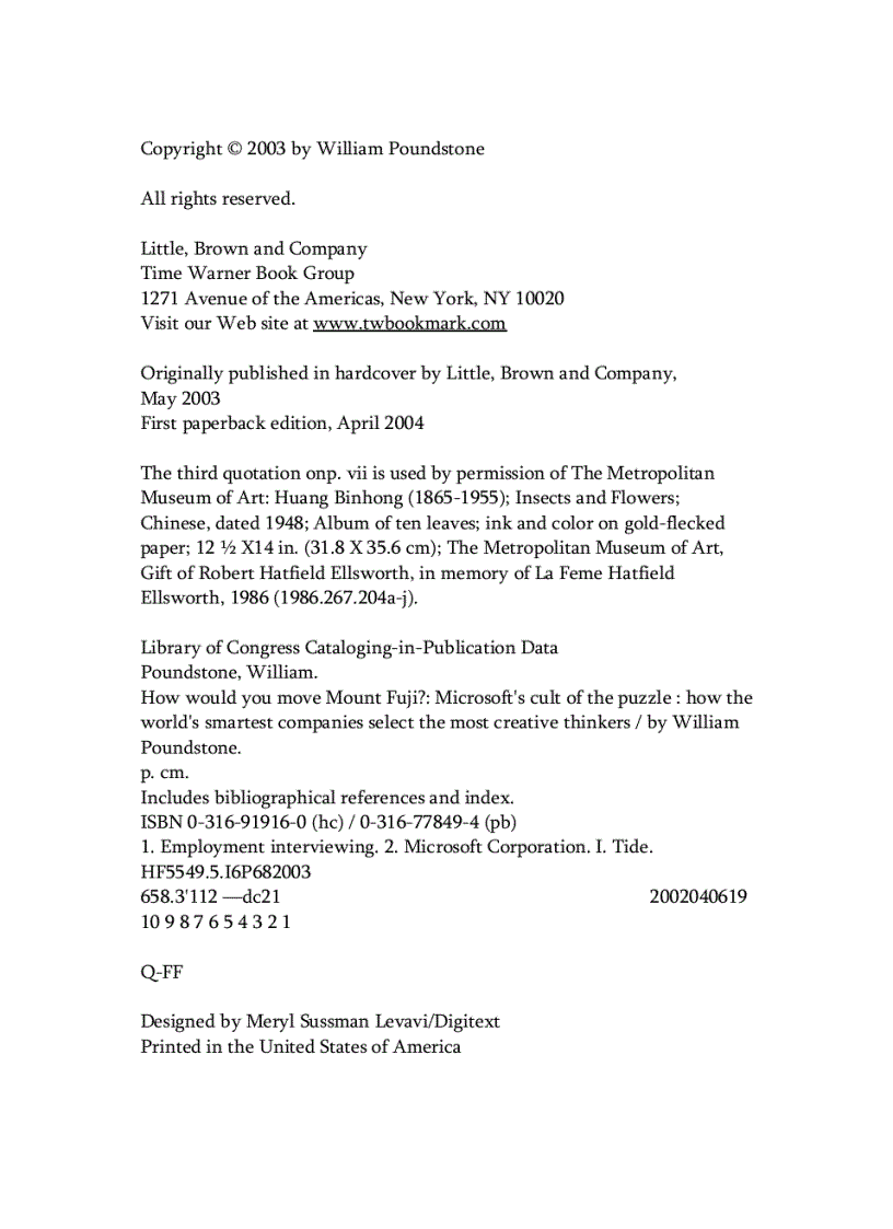 image for page How Would You Move Mount Fuji Microsoft s Cult of the Puzzle How the World s Smartest Company Selects the Most Creative Thinkers