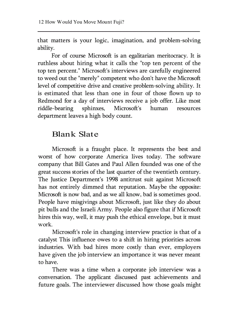 image for page How Would You Move Mount Fuji Microsoft s Cult of the Puzzle How the World s Smartest Company Selects the Most Creative Thinkers