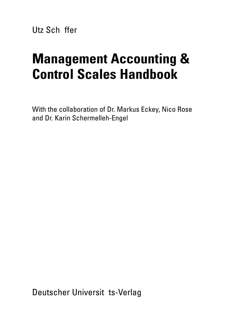 Management Accounting Control Scales Handbook