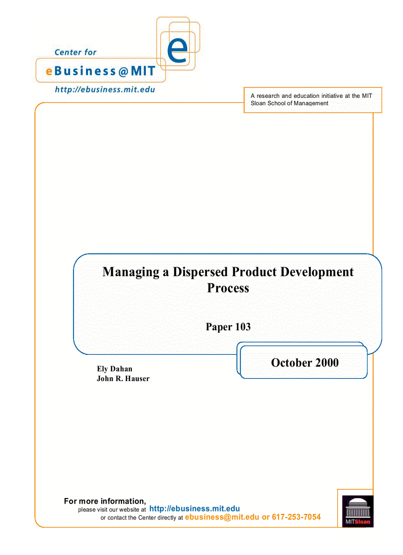 Managing a Dispersed Product Development Process