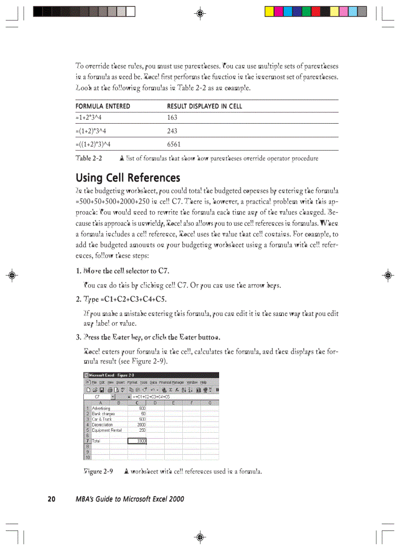 image for page MBA s Guide To Microsoft Excel 2000 The Essential Excel Reference For Business Professionals