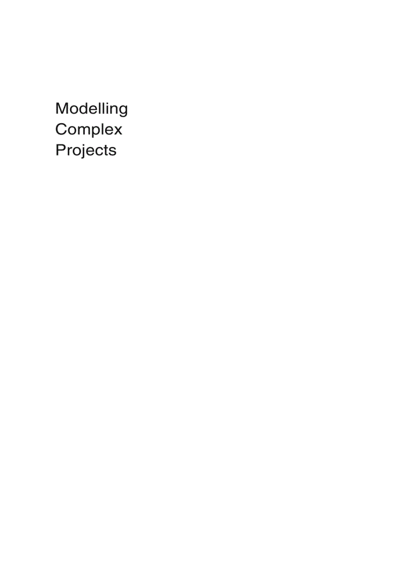 Modelling Complex Projects Basic Topics in Psychology