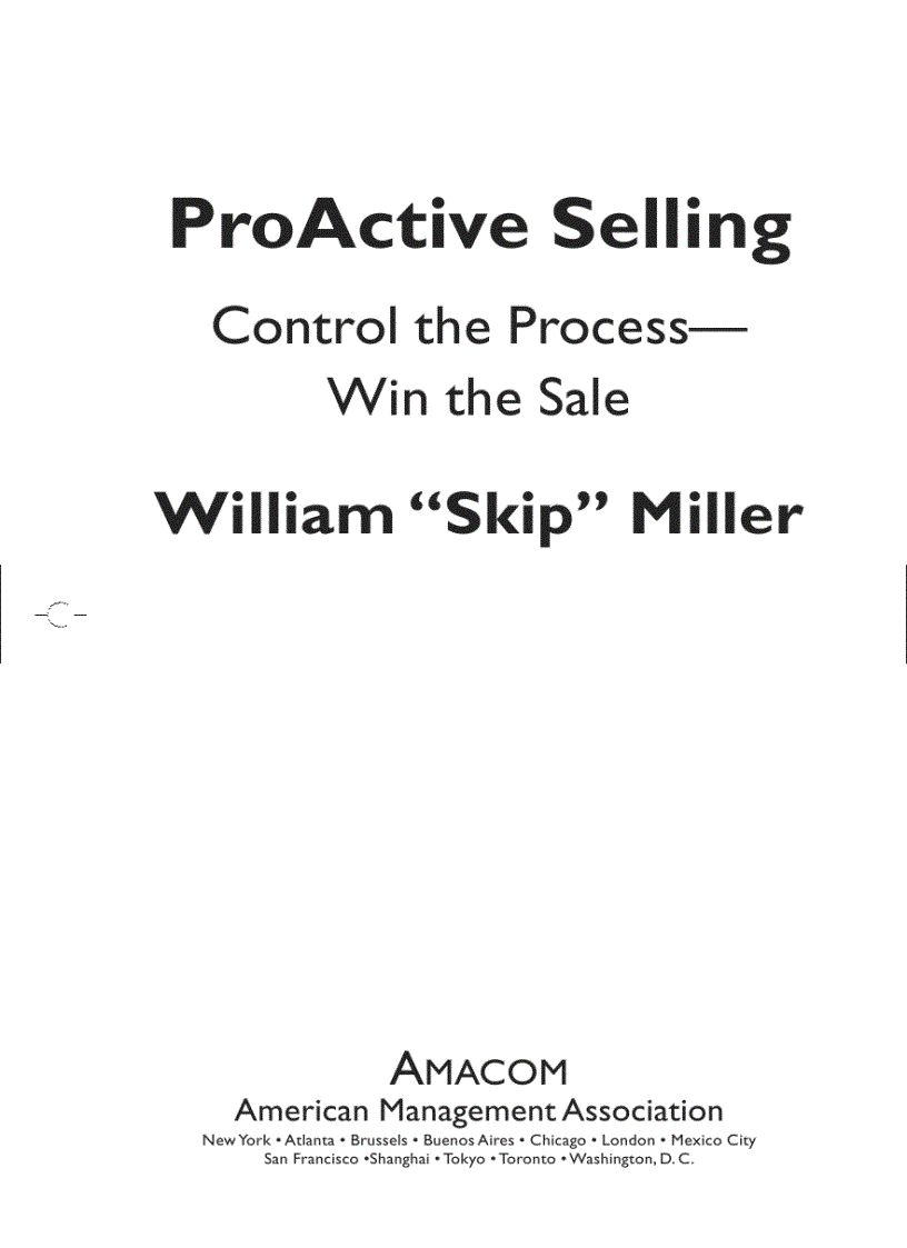 ProActive Selling Control the Process Win the Sale