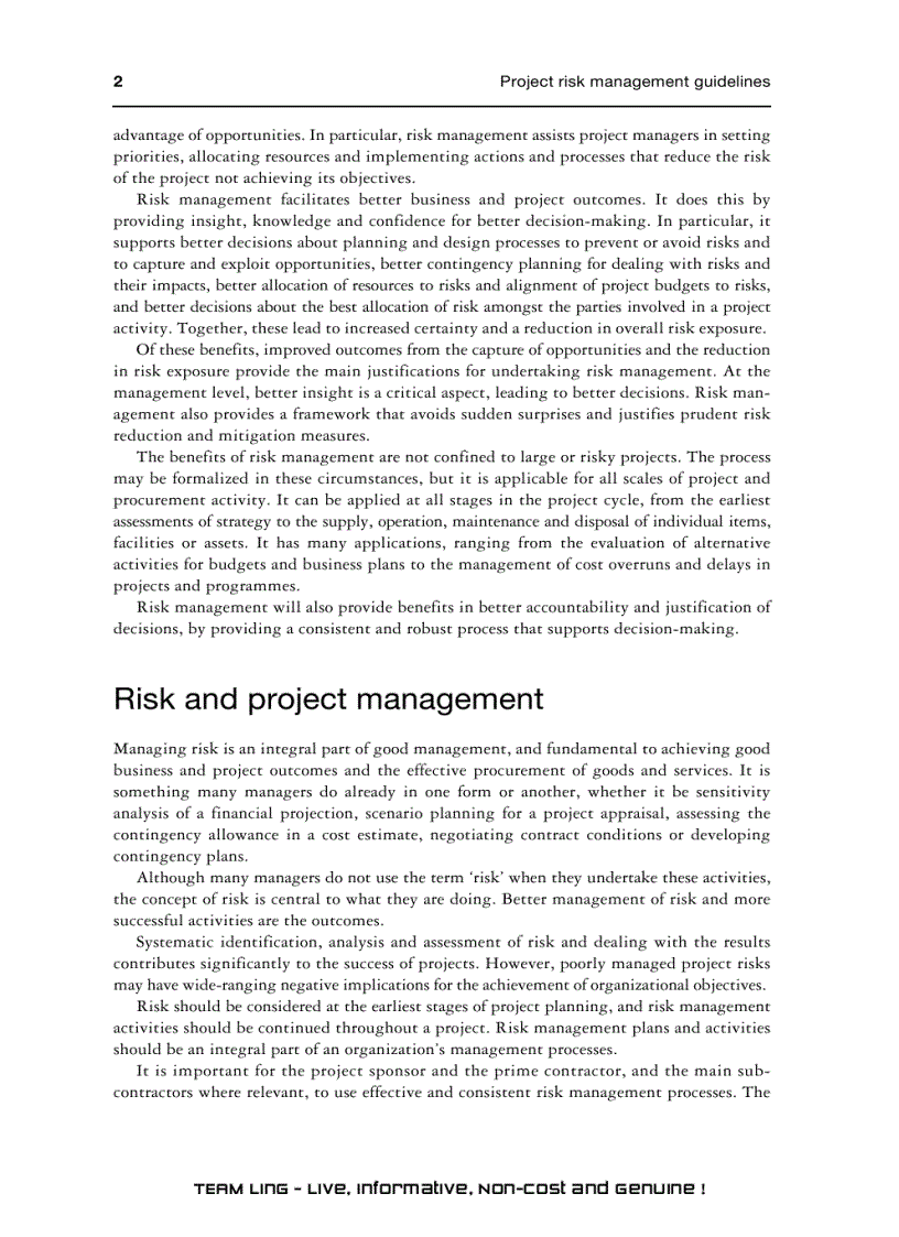 image for page Project Risk Management Guidelines Managing Risk in Large Projects and Complex Procurements