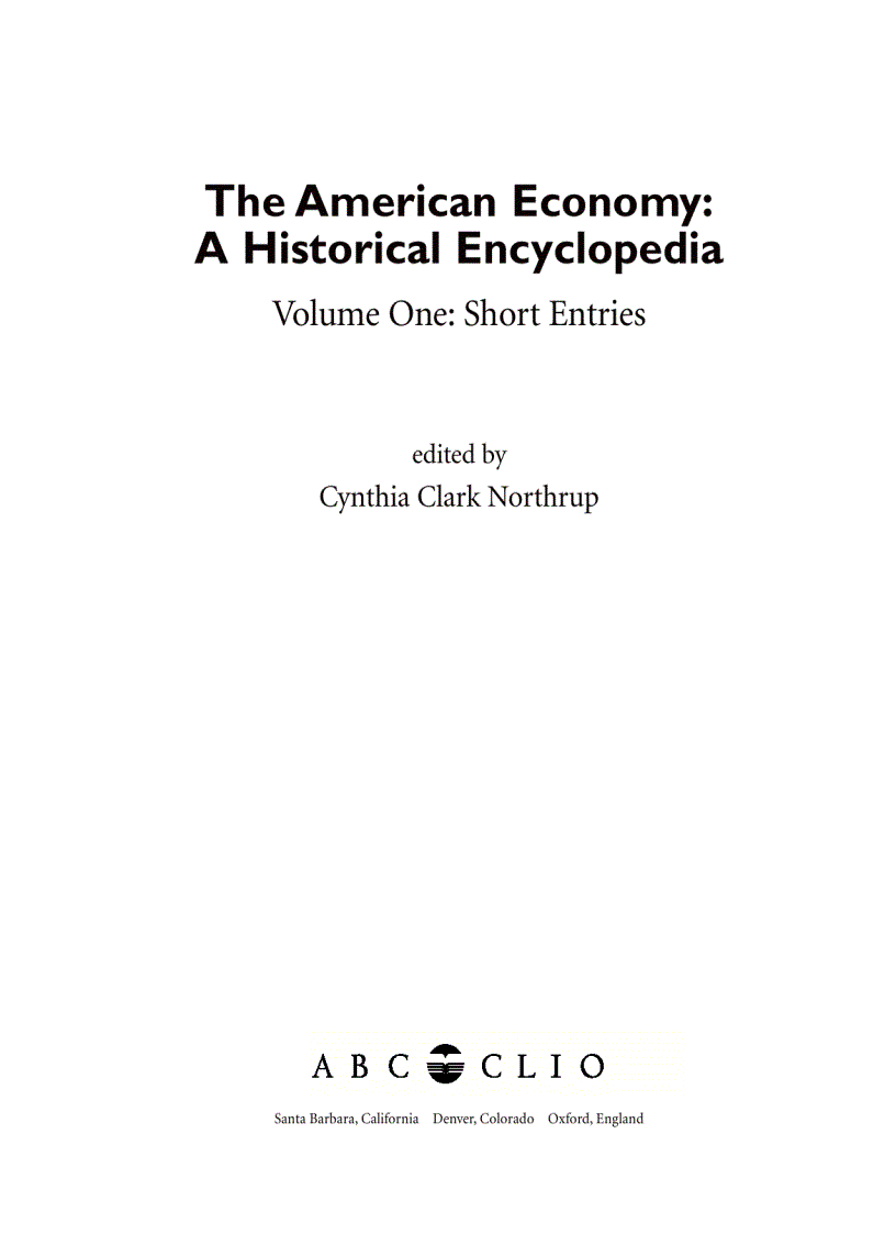 The American Economy A Historical Encyclopedia