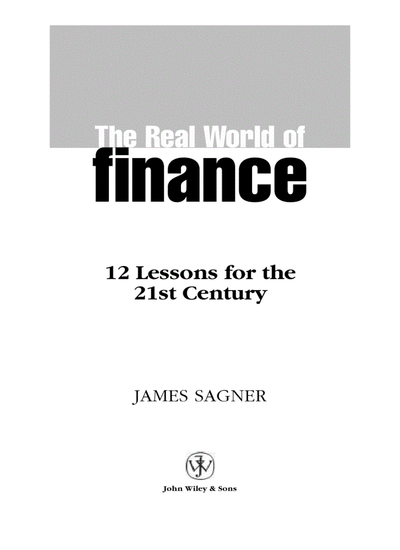 The Real World of Finance 12 Lessons for the 21st Century