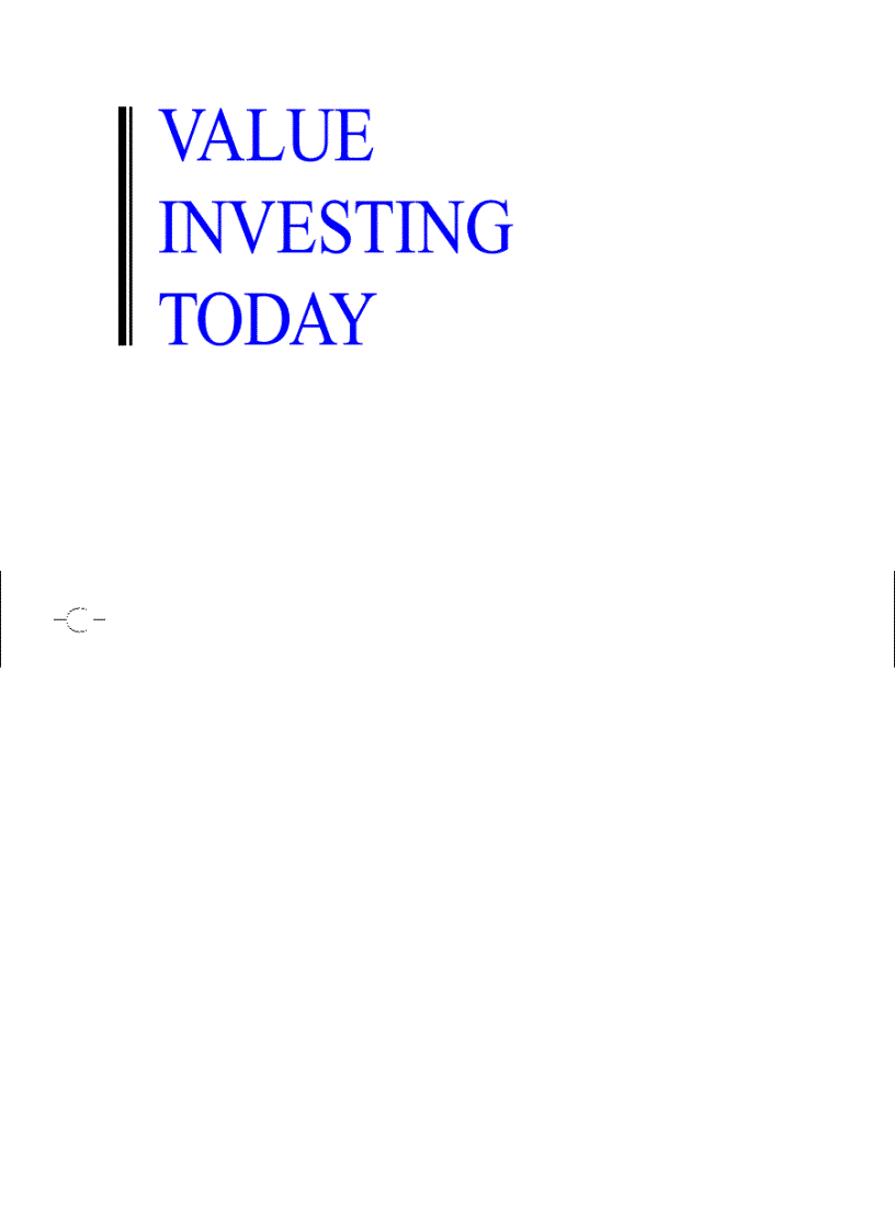 Value Investing Today Third Edition