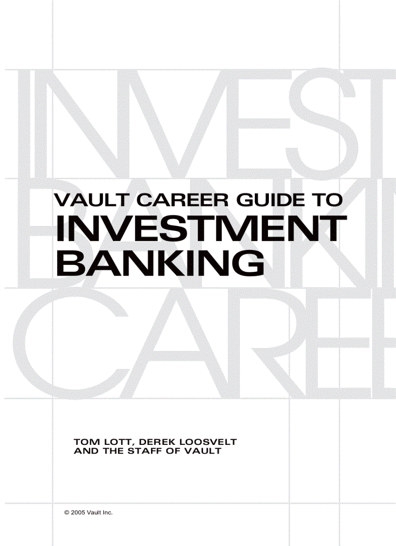 Vault Career Guide In Investment Banking