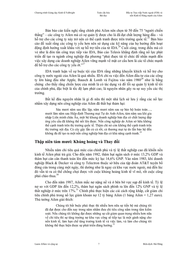 image for page Đầu tư trực tiếp nước ngoài và nền kinh tế hùng mạnh của Ailen