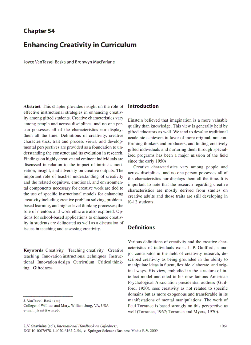 image for page International Handbook on Giftedness