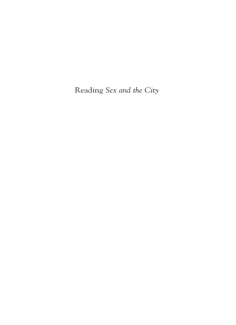 image for page Reading Sex and the City Reading Contemporary Television